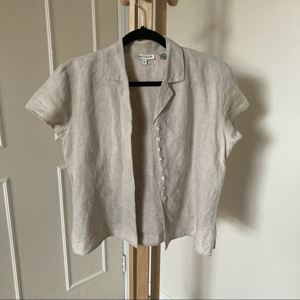 Vintage Ann Taylor Linen Button up Top